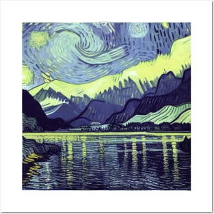 Fiordland National Park in Van Gogh's style Posters and Art